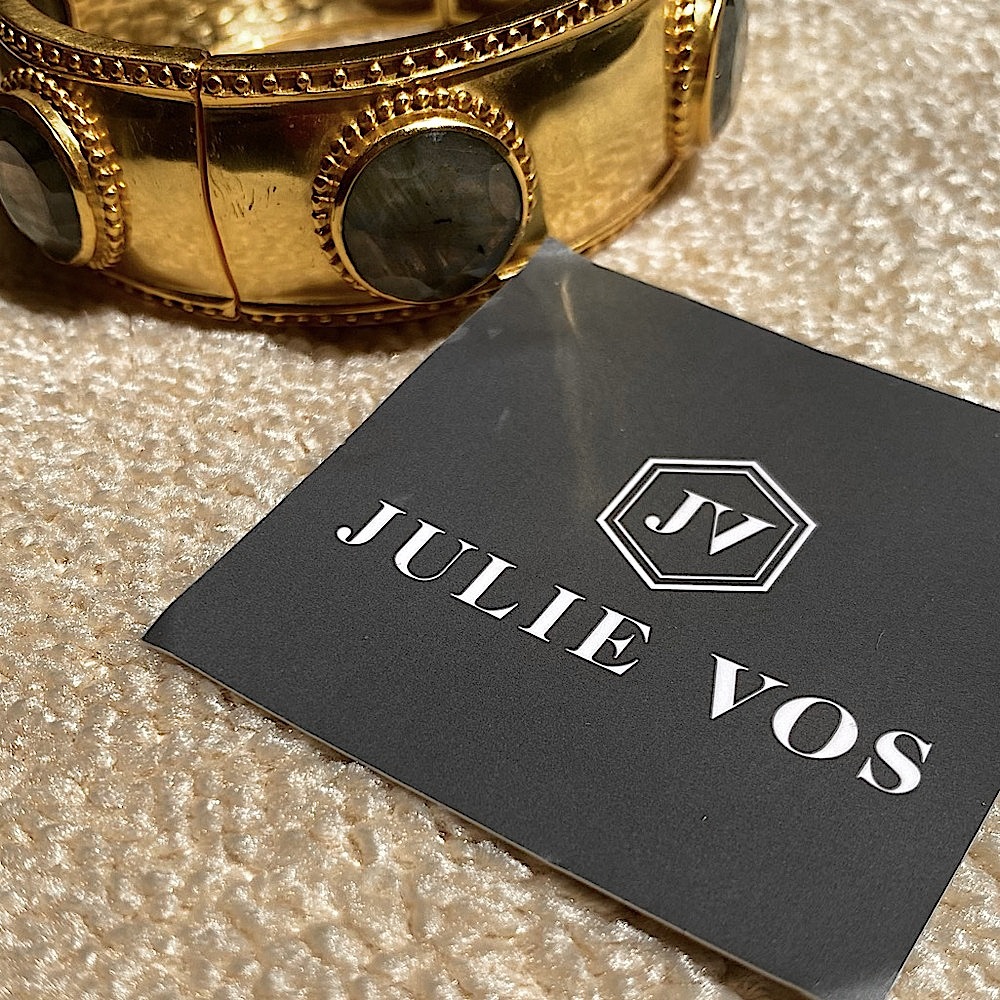 Cannes statement hinge bangle Gold and Stone Bracelet